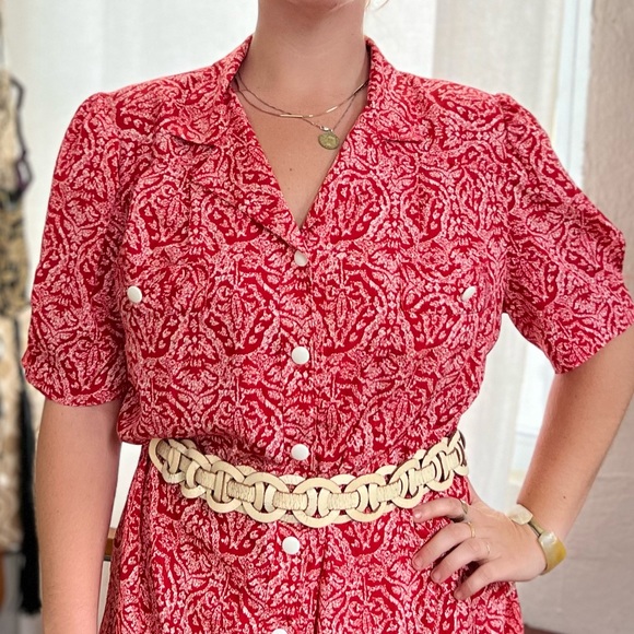 El Corte Inglés vintage red dress with white buttons - timeless! - Picture 3 of 14